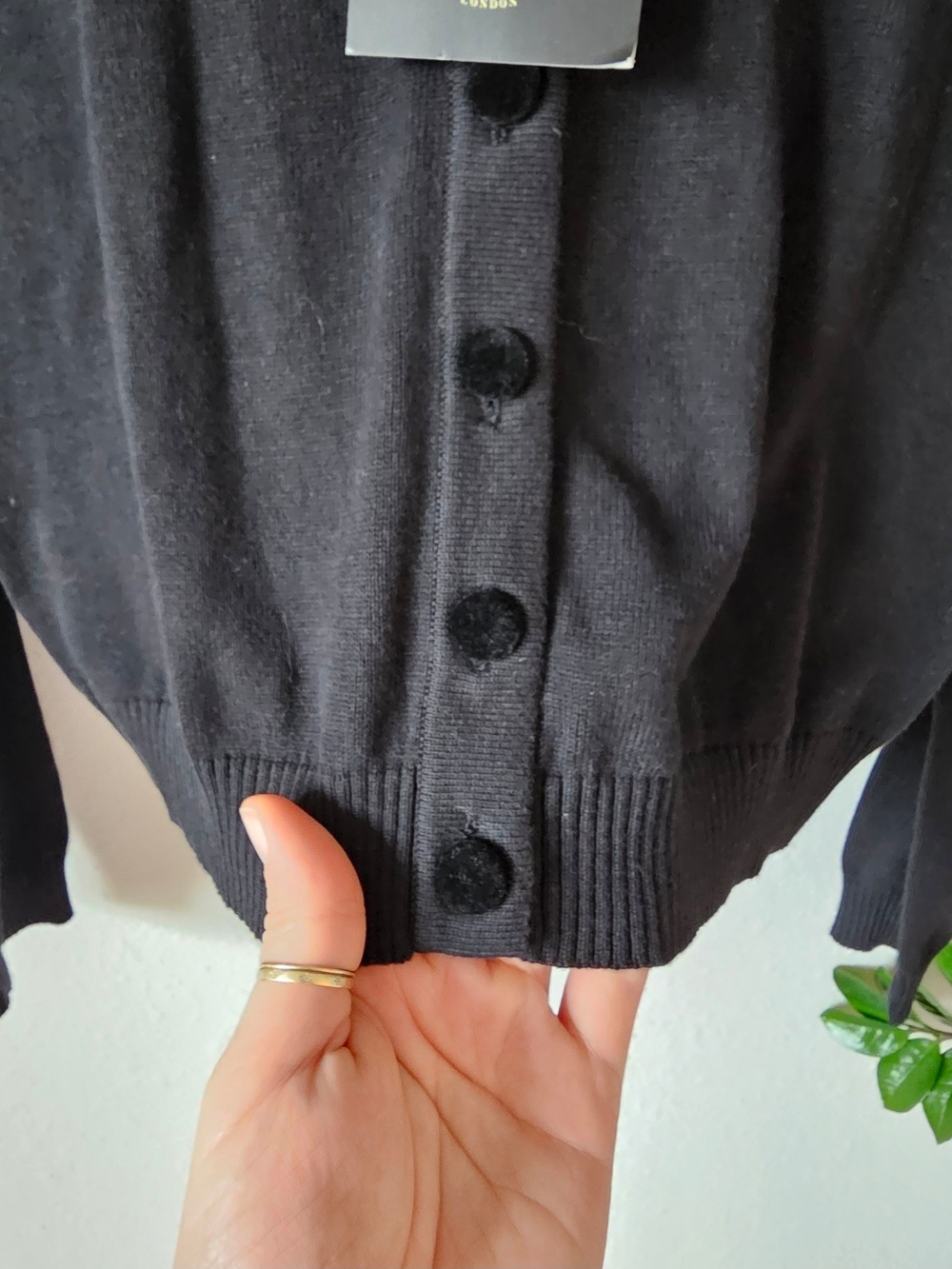 Collectif Black Cardigan with Yellow Tartan Collar - Picture 6 of 11